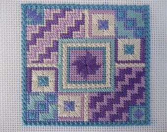 Tableau de broderie à l'aiguille, travail sur toile « Pinwheel Purple » - PDF à téléchargement immédiat
