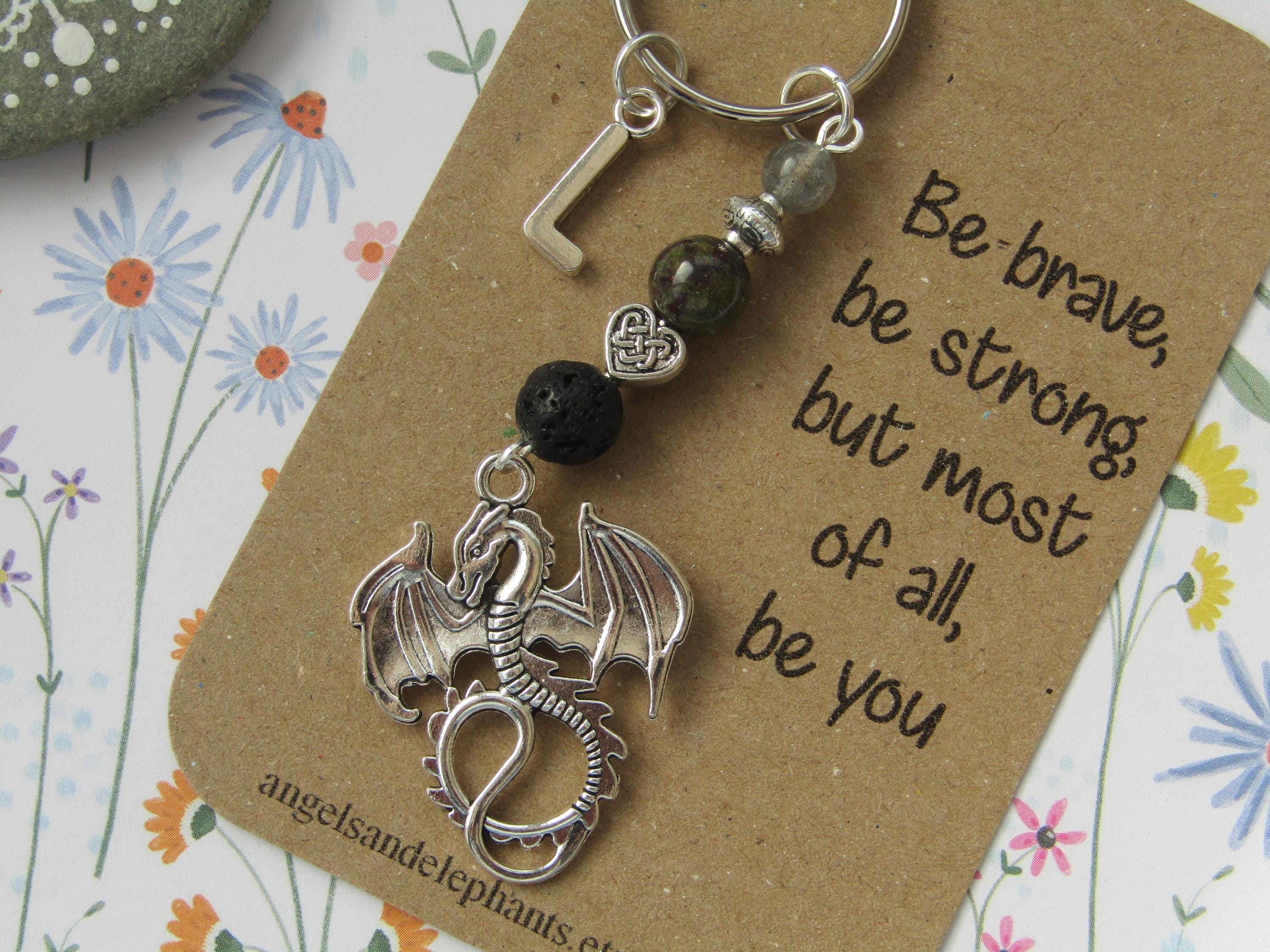 Initial Letter Crystal Keychain - Natural Stone Healing Keychain, Letter D, Stainless Steel - View #5