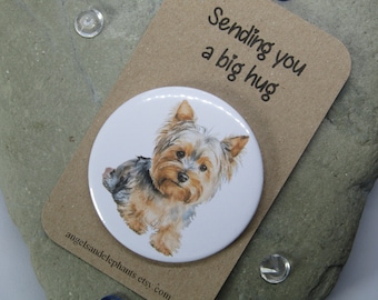 Yorkie Pocket Mirror with Velvet Pouch, Yorkshire Terrier Mirror, Yorkie Gift, Compact Mirror, Dog Design, Thank You Gift, Christmas Gift