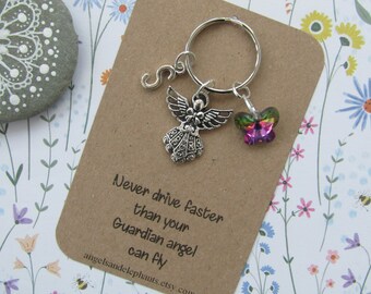 BNQL Guardian Angel Keychains - 4 PCS Stainless Steel Angel Charm Key Rings For Gifts