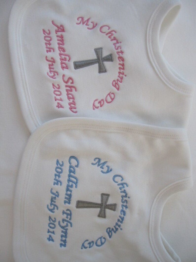 Embroidered for Baby/'s Naming Ceremony Personalised Baby Bib BOY Gift