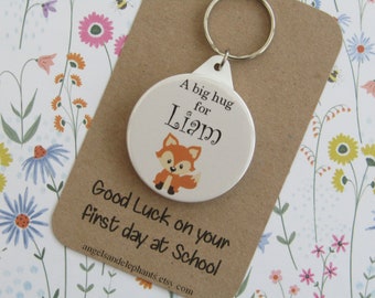 First Day at School Gift, Personalised Childrens Keyring, Keychain, Back to School Keyring, Backpack Keyring, Fox Keyring, Christmas Gift