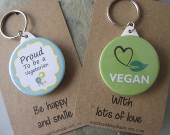 Vegetarian / Vegan Keyring, Vegetarian / Vegan Keychain, Backpack Keyring, Vegan Gift, Vegetarian Gift, Christmas Gift