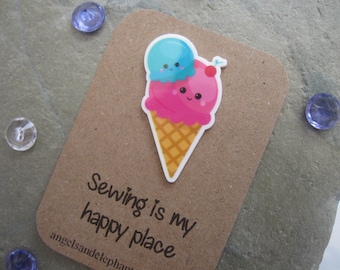 Needle Minder Magnetic - Ice Cream Cone - Cross Stitch / Sewing / Embroidery - Needle Keeper - Needleminder - Christmas Gift