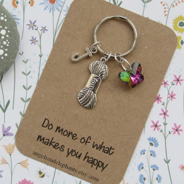 Yarn Keyring, Personalised Initial Keychain, Crochet Gifts, Knitting Gifts, Gifts For Crafters, Thank You Gifts, Christmas Gifts