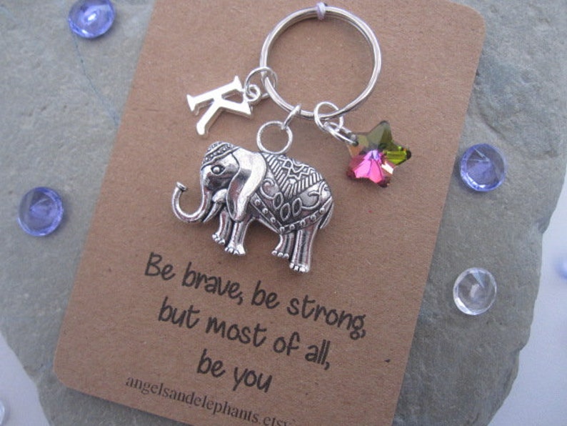 Elephant Keyring Elephant Keychain Personalized Initial Etsy UK