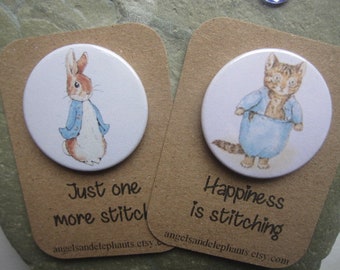 Needle Minder Magnetic - Beatrix Potter - Cross Stitch, Sewing, Embroidery - Needle Keeper - Needleminder - Peter Rabbit - Mothers Day Gift