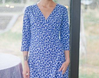 Blue Wrap Dress / Vintage Dress / Wrap Dress