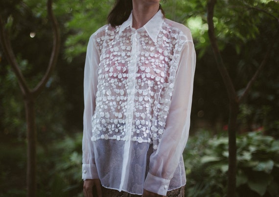Organza Blouse / Vintage Organza Blouse / Vintage