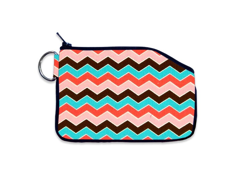 Pink Chevron Small Wallet Zipper Wallet Coin Pouch Purse Accessory Card Holder Minimalist Coin Purse Chevron Wallet ID Wallet Kid Wallet