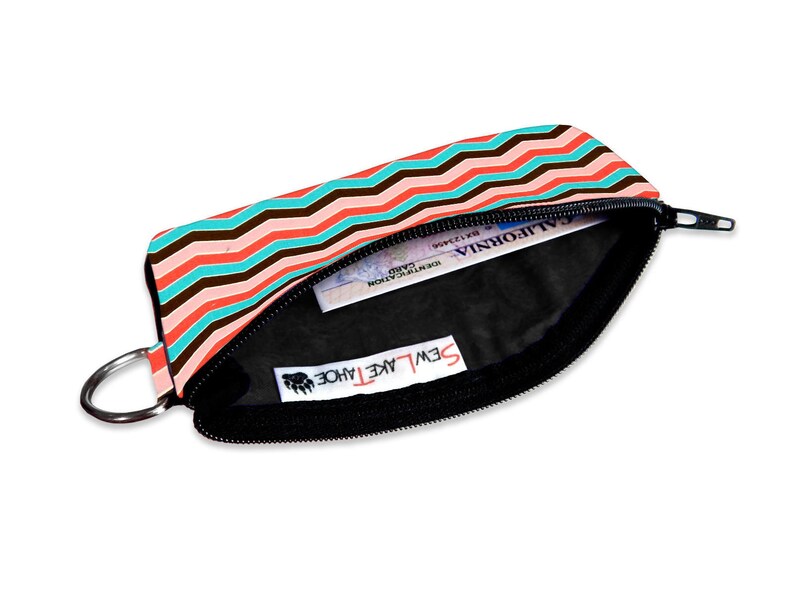 Pink Chevron Small Wallet Zipper Wallet Coin Pouch Purse Accessory Card Holder Minimalist Coin Purse Chevron Wallet ID Wallet Kid Wallet