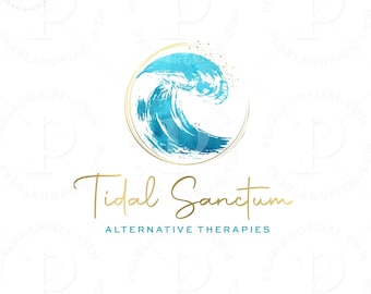 Wave Logo Design, Blue Logo, Teal Tide Logo Design, Water Logo Design, Health Logo, Surfing Logo, Premade Branding, Wellness Logo, Ocean