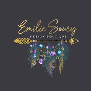 Dreamcatcher Arrow Logo Design, Dreamcatcher Logo,  Branding Package,  Boutique Logo Design, Premade Logo Design, Crystal Logo, Boho Logo US