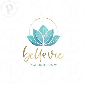 Wellness and Health Logo Design, Blue Lotus Branding, Holistic Brand Kit for Social Media, Print and Marketing image 1