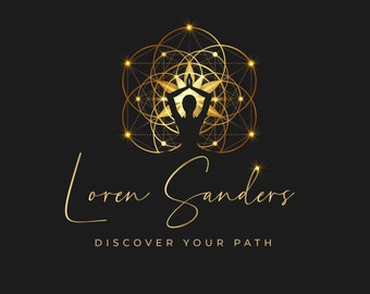 Gold-Logo-Design, Wellness-Branding, Branding-Paket, vorgefertigt, benutzerdefiniertes Yoga, Lotus-Logo, spirituelles Logo, Lotus-Logo, Blume des Lebens-Logo