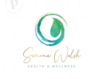 Wellness Logo Design, Green Leaf Logo, Spiral Logo Design, Coaching Logo Design, Health Logo, Therapy Logo, Premade Logo and Branding
