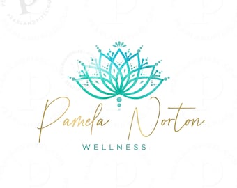 Yoga-logo-ontwerp, Wellness-brandingpakket, Blue Lotus-logo-ontwerp, holistisch logo-ontwerp, bladlogo-ontwerp, groei-logo, welzijnslogo VS