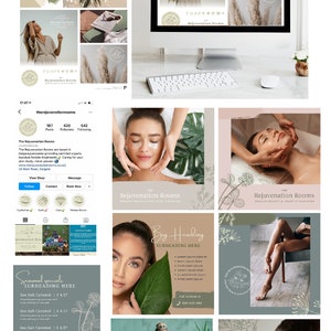 Wellness and Health Logo Design, Blue Lotus Branding, Holistic Brand Kit for Social Media, Print and Marketing image 7