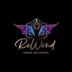 Spiritual Logo Design, Healing Logo, Chakra Branding, Wellness Logo, Meditation Silhouette Logo, Lotus Design, Angel Wings, Shaman Logo US