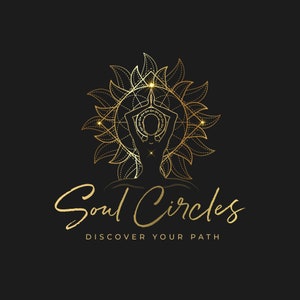 Meditating Lotus Logo, Chakra Concept Design, Spiritual Branding in Gold and Black, Inner Peace and Love, Buddhism Logo, Sun Magic, Ayurveda