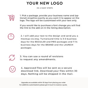 Logo Design Branding Package Premade Graphics Custom Text Pink Floral Ornate Frame image 3