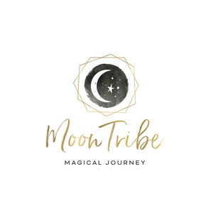 Logo Design Branding Package Premade Crescent Moon Gold Boho Logo, Moon Logo Design, Crescent Logo, Goddess Logo, Geometric, Moon and Star