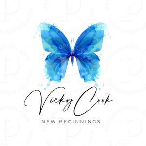 Butterfly Logo, Health Logo, Leaf Logo, Coaching Logo, Transformation Logo, Growth Logo, Holistic Logo, Healing Logo, Blue Logo Design