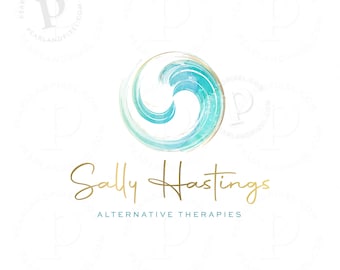 Wellness Logo Design, Blue Wave Logo, Teal Spiral Logo Design, Abstract Logo Design, Health Logo, Clinic Logo, Premade Logo and Branding