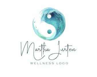 Yin Yang Logo, Wellness Branding Design, Health and Wellbeing Brand Kit, Ocean Wave