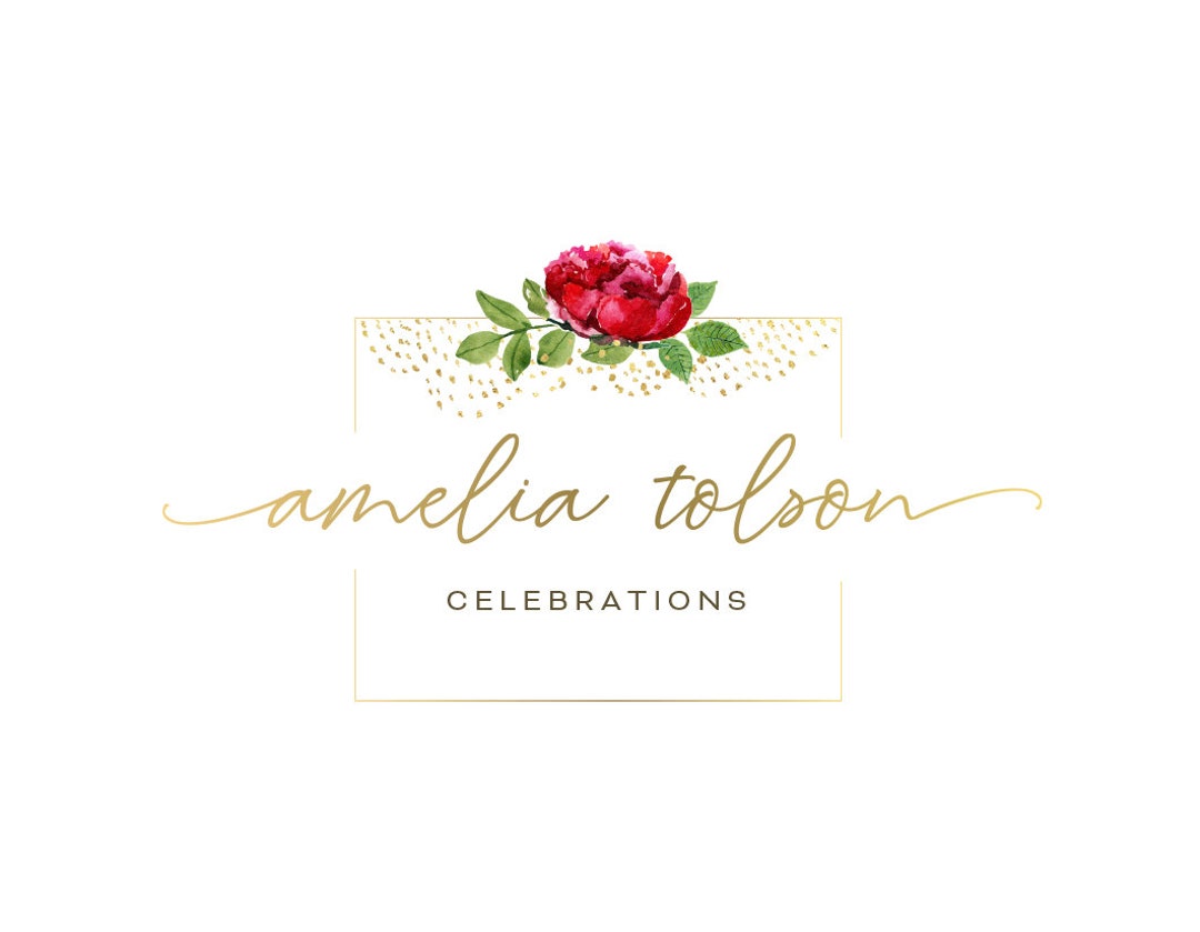 Wedding Events Logo Design, Premade Branding Package, Gold Confetti ...