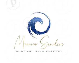 Wellness Logo Design, Blue Wellness Logo, Spiral Logo Design, Abstract Logo Design, Health Logo, Clinic Logo, Premade Logo and Branding US