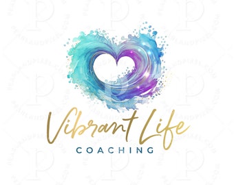 Wellness Logo Design, Heart Wave Logo, Coaching Branding, Therapy Logo