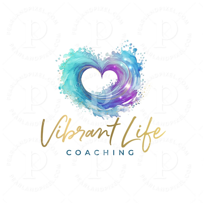 Wellness Logo Design, Heart Wave Logo, Coaching Branding, Therapy Logo image 1