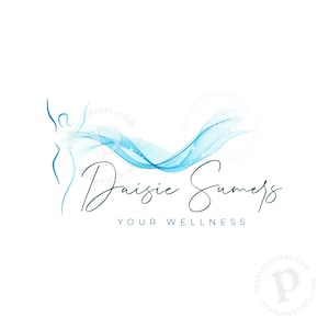 Wellness Logo Design, Blue Logo, Wave Logo Design, Freedom Logo Design, Health Logo, Silhouette Logo, Premade Branding, Body Logo, Mind