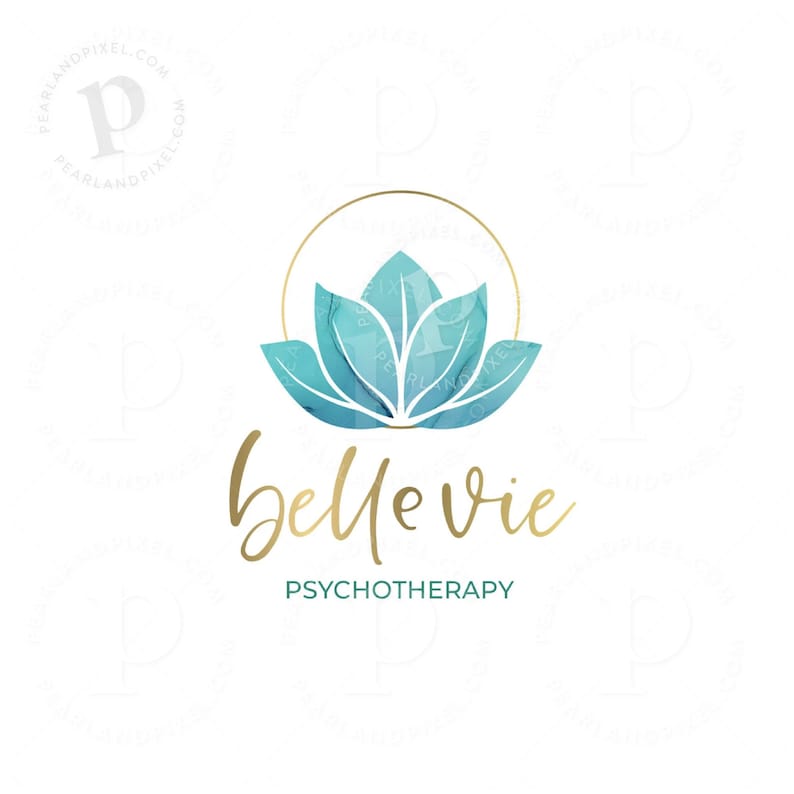 Wellness and Health Logo Design, Blue Lotus Branding, Holistic Brand Kit for Social Media, Print and Marketing image 1