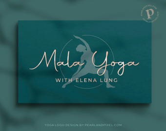 Blue and Gold Yoga Logo Design, Wellness Business Branding