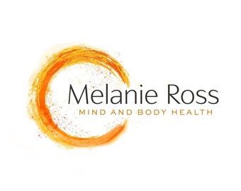 Wellness Logo Design, Orange Enso Circle, Fitness Branding