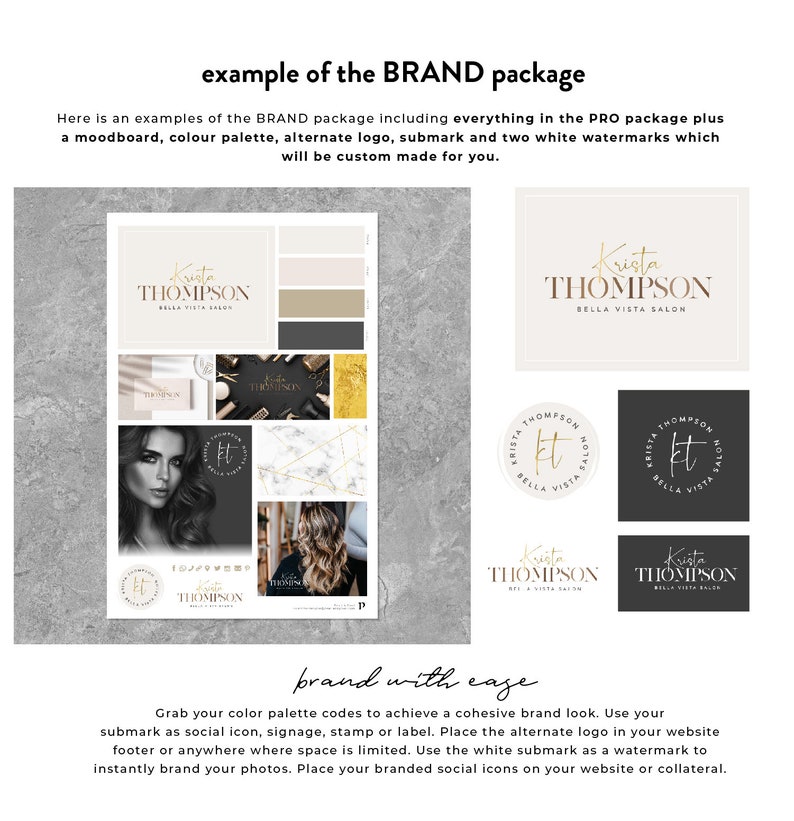 Logo Design Branding Package Premade Graphics Custom Text Gold Floral Wreath imagem 6