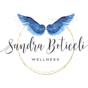 Angel Logo, Gold & Blue Wings Branding, Holistic Spiritual Logo, Elegant Business Design