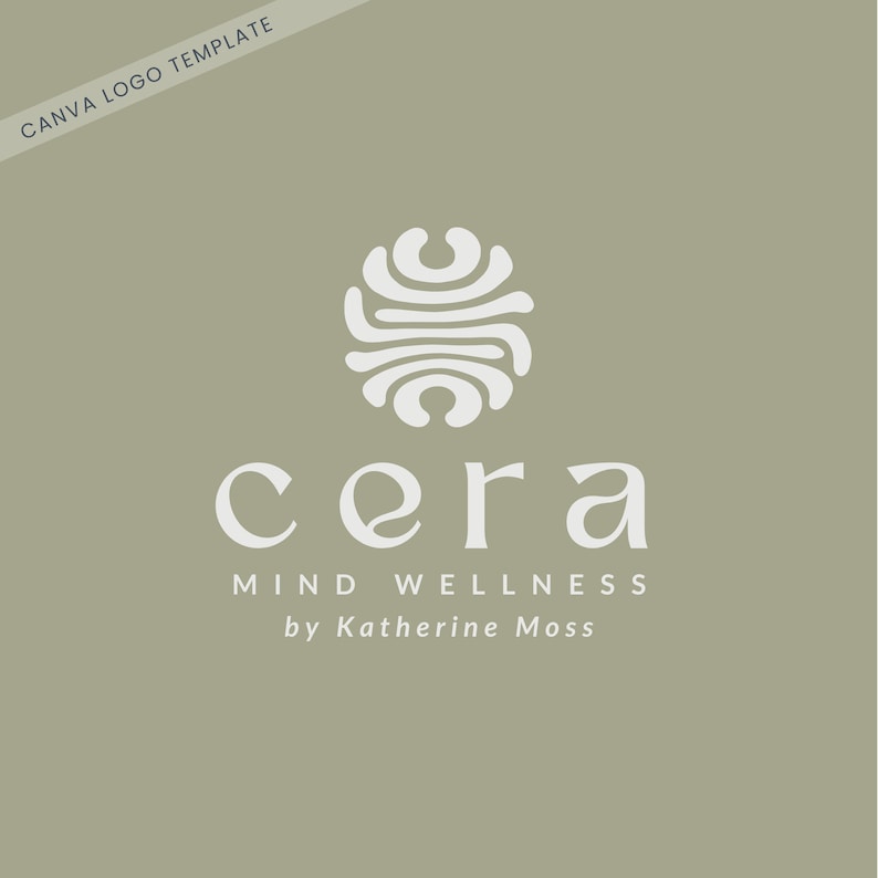 modern wellness logo design with minimalist abstract symbol. Canva template brand kit for health and holistic business.