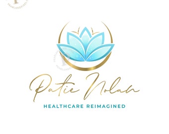 Logo-ontwerp voor welzijn en gezondheid, Blue Lotus-branding, holistische merkkit voor sociale media, drukwerk en marketing