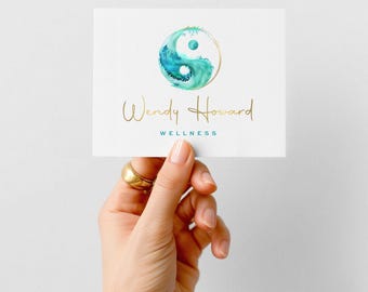 Yin Yang Wellness Logo: Teal Ocean Wave Design