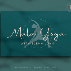 Yoga Logo Design, Wellness Branding, Gesundheit Business Logo, Blau und Gold Yoga Pose Bild 1