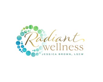 Health Logo Design, Blue and Gold Fusion Branding, Therapy Brand Kit