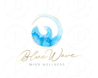 Wave Logo Design, Blue Logo, Teal Tide Logo Design, Water Logo Design, Health Logo, Surfing Logo, Premade Branding, Wellness Logo, Ocean