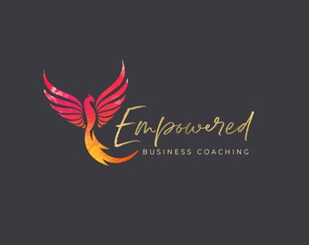 Phoenix Logo Design, Coaching Logo, Business Logo, Transformation Logo, Growth Logo, Therapy Logo and Branding, Gold Bird Logo