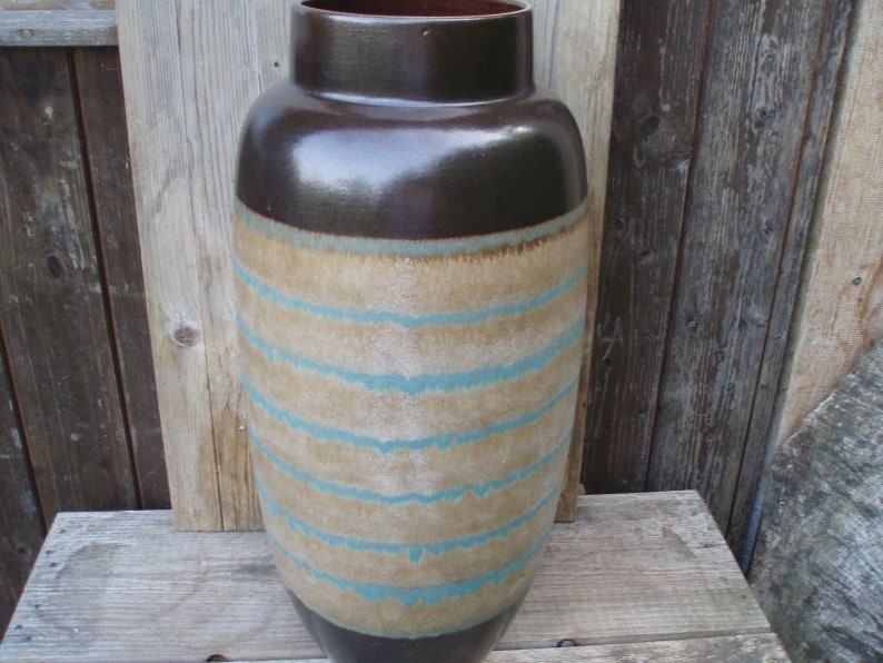 Mid Century West German Large Floor Vase Brown Oatmeal With Etsy