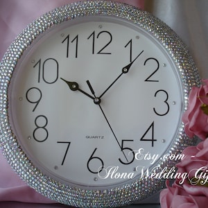 Swarovski Crystal Bling Wall Clock Watch Multicolor Rhinestones Decorative Wedding Anniversary Bride Groom Unique Gift Exclusive Accessory