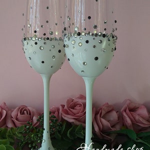 Personalized Wedding Toasting Champagne Glasses Swarovski Crystal Flutes Brilliant Mr Mrs Bling Glass Romantic Elegant Diamond Clear Strass