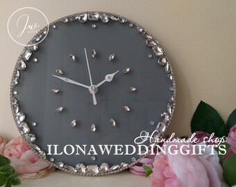 Swarovski Crystal Bling Wall Clock Multicolor Rhinestones Etsy